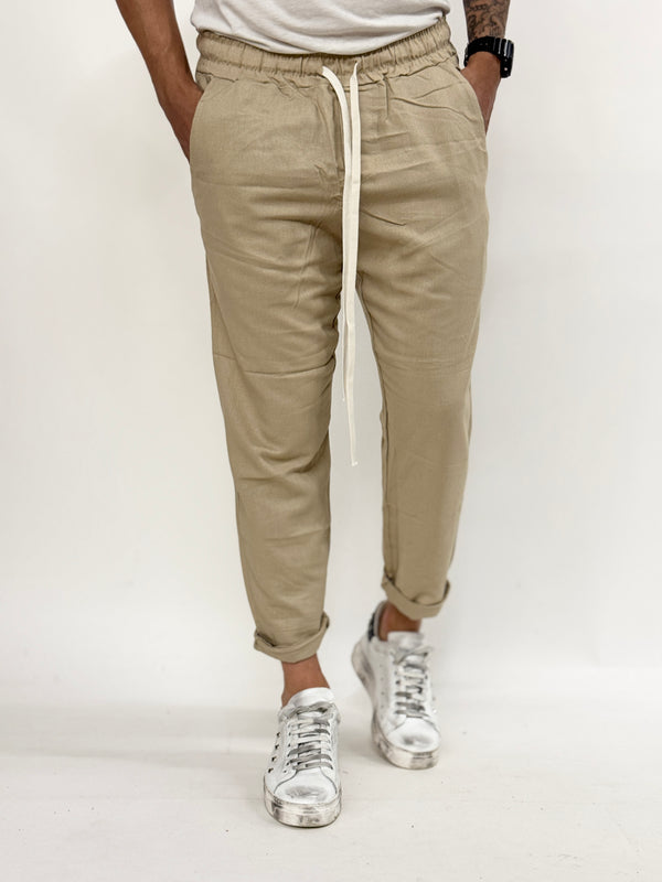 Pantalone CUBA regular beige LINO