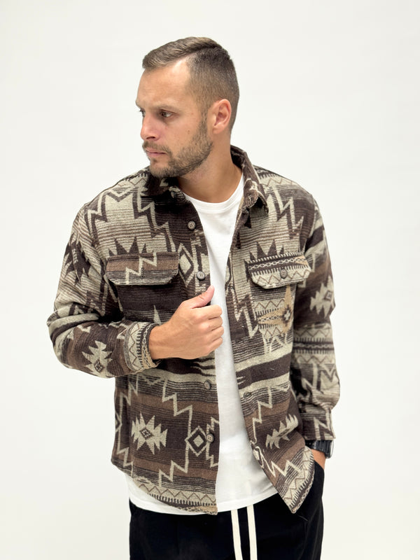 Giacca/Camicia lanetta azteca caffè scura 7713