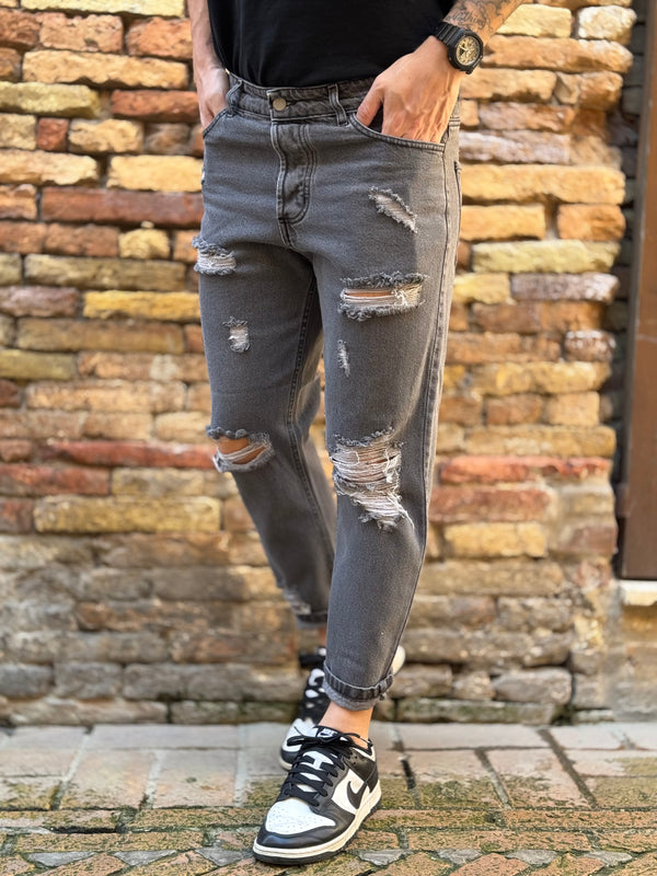 Jeans C.H cropped grigio rotture