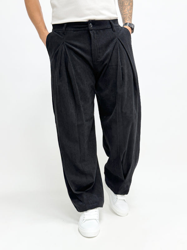 Pantalone LIEGI velluto fondo ampio nero