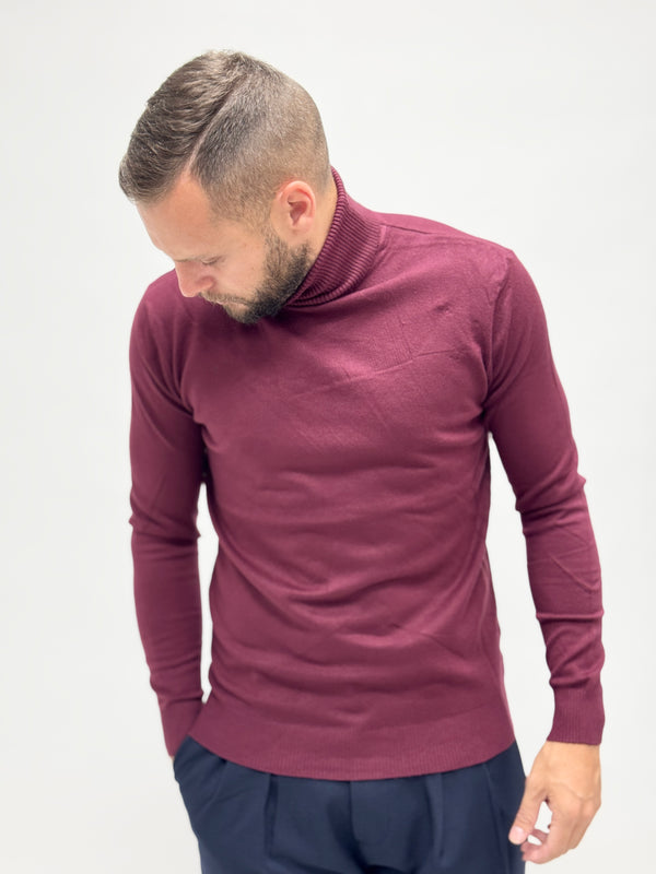 Maglioncino AD basico collo alto bordeaux