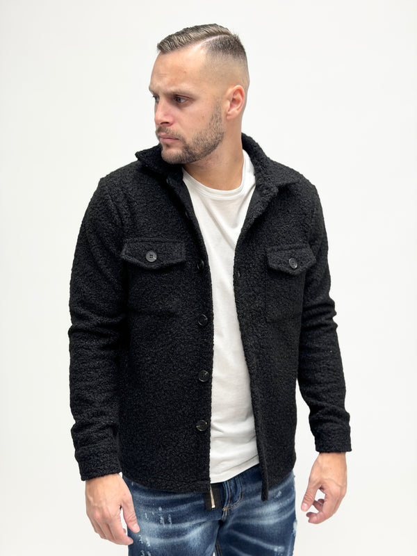 Giacca/Camicia Teddy tasche frontali nera