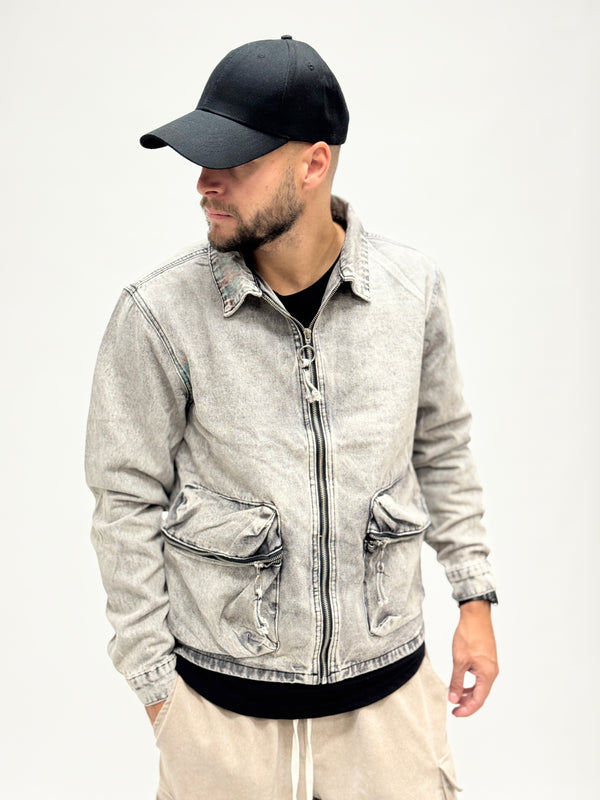 Giacchetta di Jeans tasconata grigio chiaro