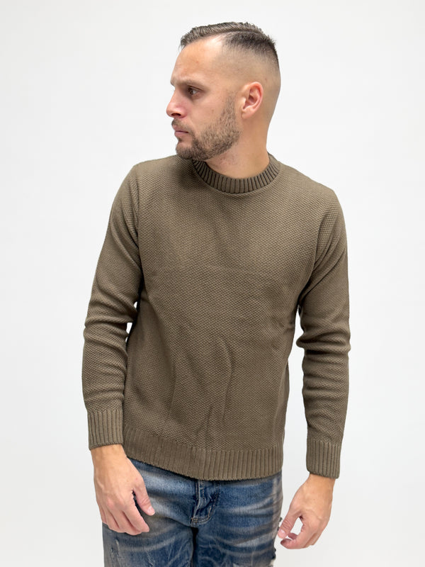 Maglione AD basico nido d'ape fango