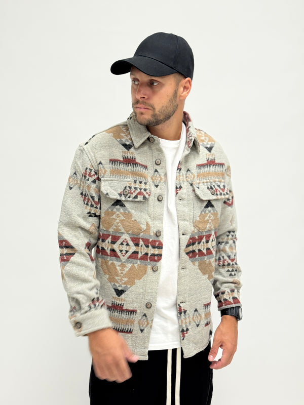 Giacca/Camicia lanetta azteca grigia