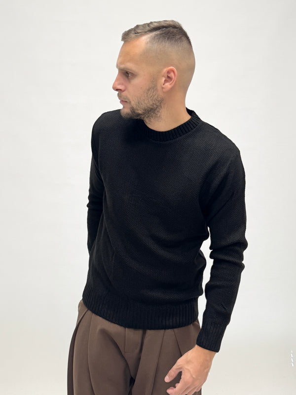 Maglione AD basico nido d'ape nero