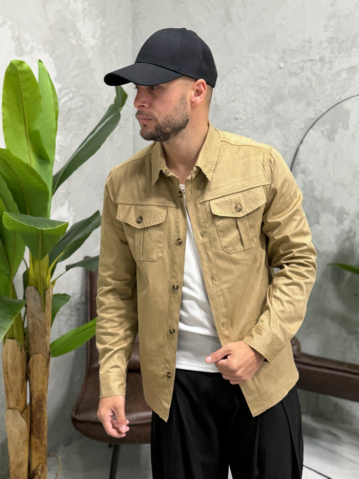 Giacca/camicia in ecodainetto beige