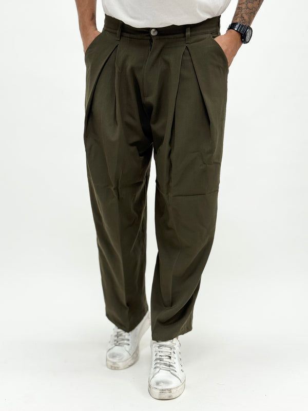 Pantalone VALENCIA japan doppia pinces verde militare