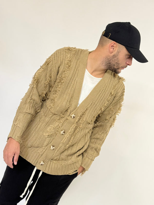 Cardigan J.A over con rotture camel