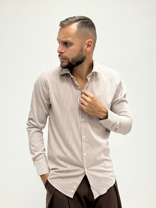 Camicia bacchetta piccola tabacco