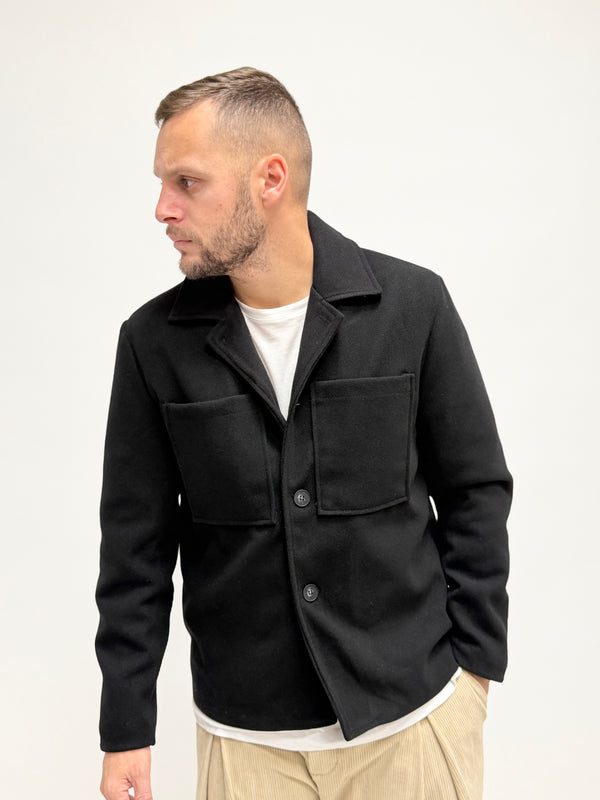 Giacca in panno tasche frontali nera