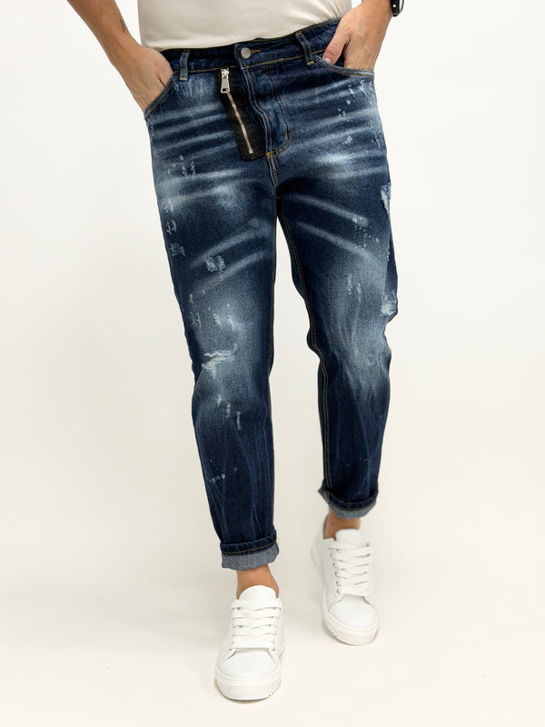 Jeans carrot fit DSQ zip scuro