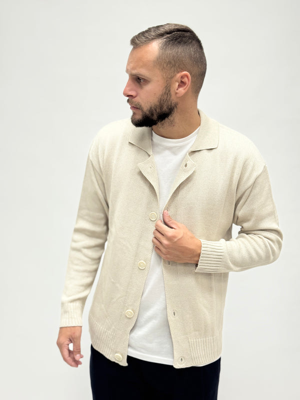 Cardigan AD basico colletto beige