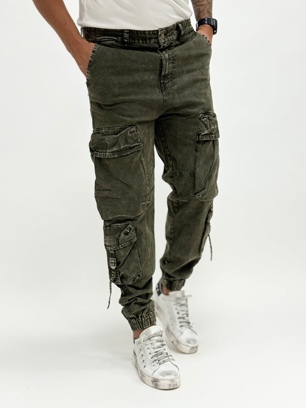 Cargo di jeans slavato verde