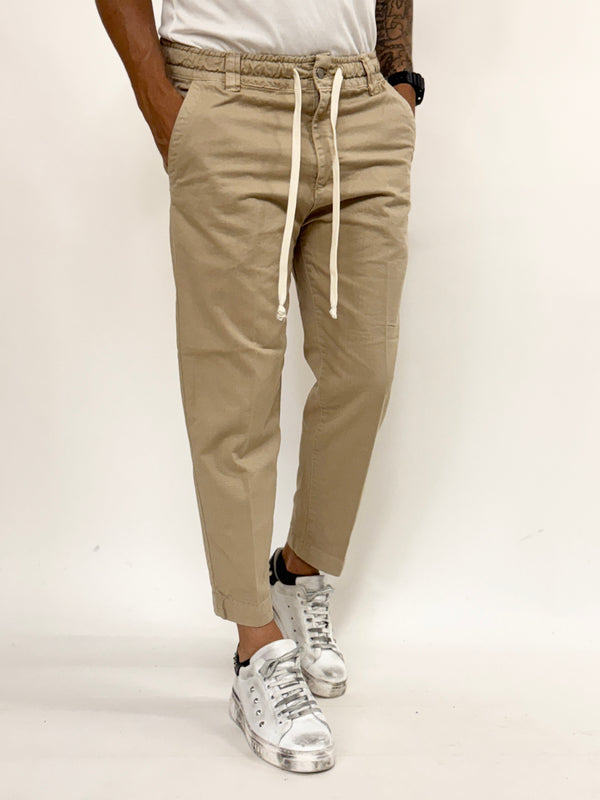 Pantalone PARIGI cotone coulisse beige
