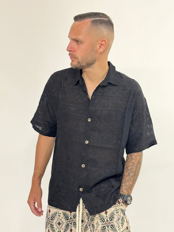 Camicia J.W viscosa etnica nera