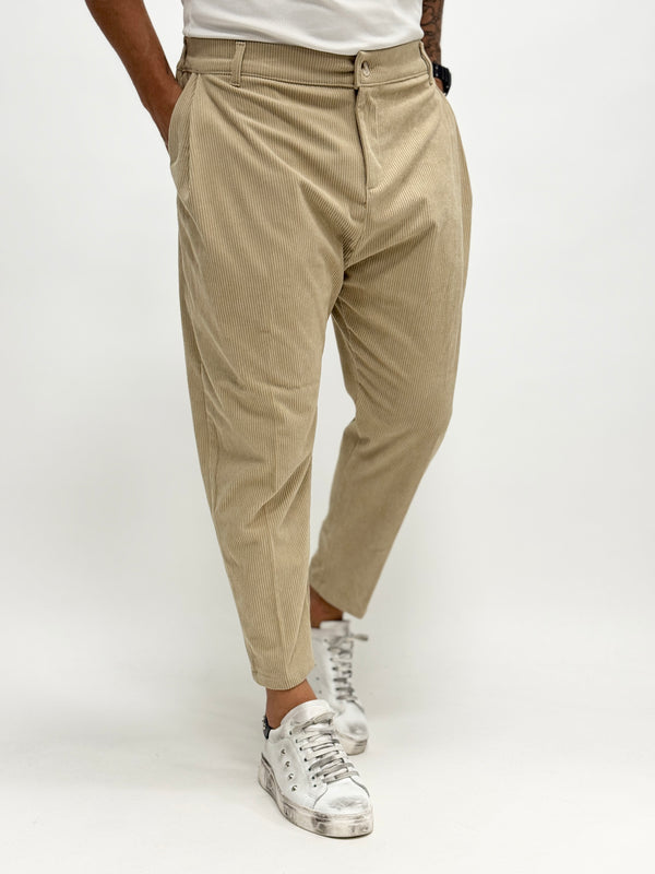 Pantalone MADRID con pinces VELLUTO beige