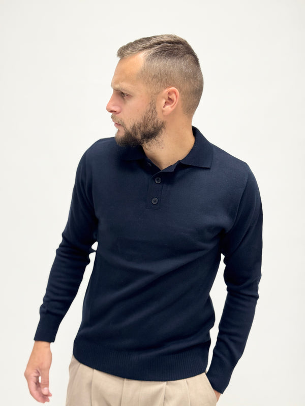 Polo AD manica lunga blu