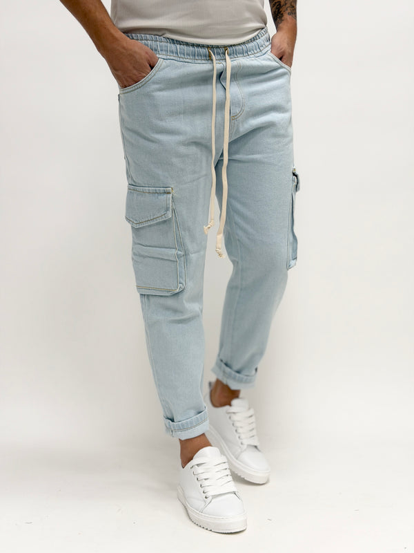 Cargo di Jeans laccetto carrot fit chiaro