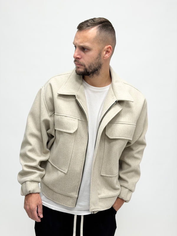 Giubbotto in panno oversize panna