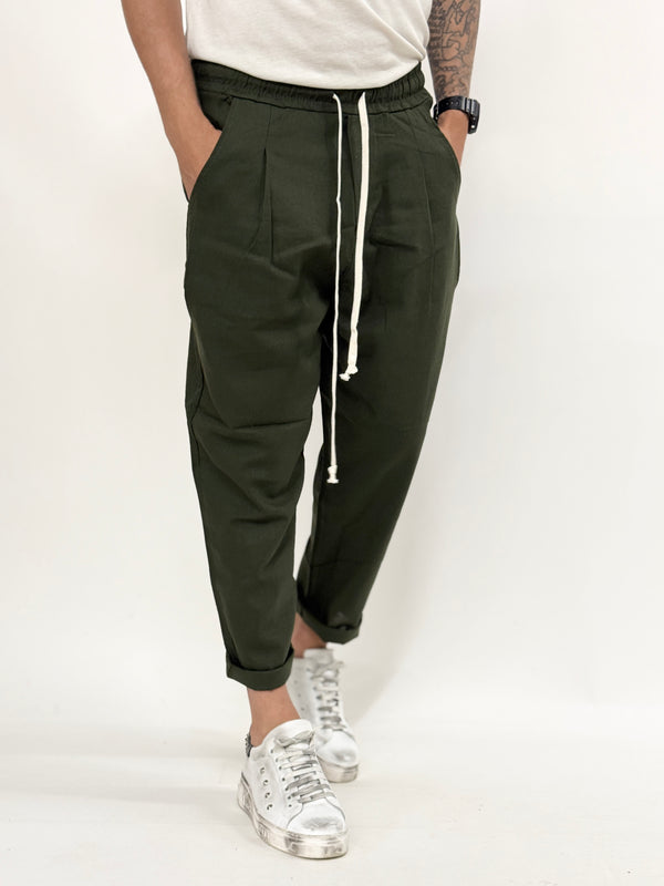 Pantalone PANAMA japan verde LINO