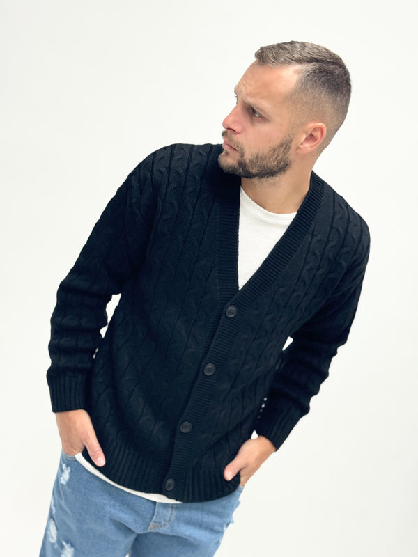 Cardigan AD basico intrecciato nero