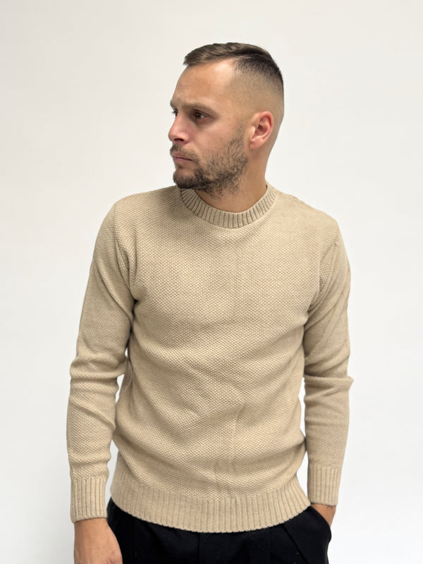 Maglione AD basico nido d'ape beige