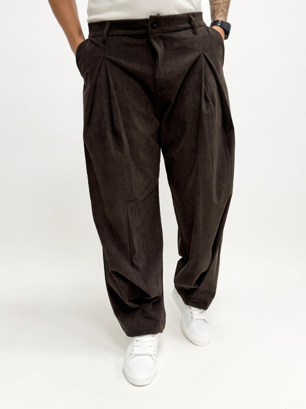 Pantalone LIEGI velluto fondo ampio moro