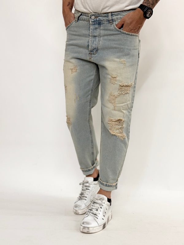 Jeans C.H.P CROPPED sabbiato rotture wash