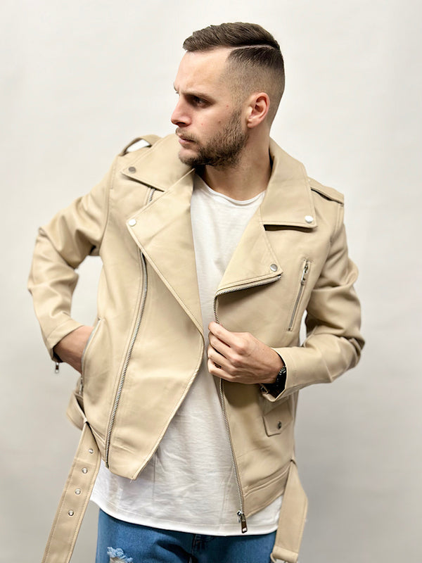 Chiodo in ecopelle beige